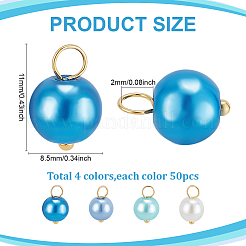 200Pcs 4 Style Pearlized Glass Pearl Pendants&nbsp;PALLOY-PHE00003