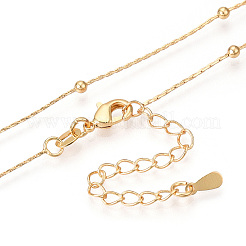Brass Ball Boston Link Chain Necklaces&nbsp;NJEW-N054-14G