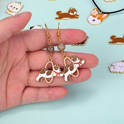 18個9スタイルアロイエナメルペンダント  ゴールドカラー  犬チャーム  ミックスカラー  19~34x14.5~28.5x1~2mm  穴：1.6~3mm  2個/スタイル&nbsp;ENAM-SZ0004-29