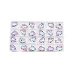 ポインテッド バック電気メッキ ファセット ガラス ペンダント  ハート  ライラック  17x13.5x5mm  穴：1.4mm&nbsp;EGLA-N006-052