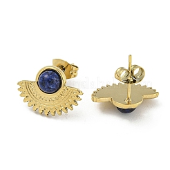 Ion Plating(IP) Real 18K Gold Plated 304 Stainless Steel Fan Stud Earrings&nbsp;EJEW-Z042-02B