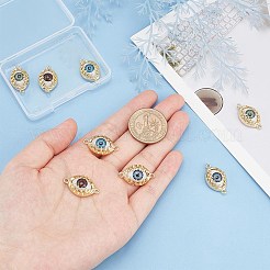 8個 4色 ナザールボンジュウ樹脂真鍮コネクタチャームセット  アイリンク  18KGP本金メッキ  ミックスカラー  14x24x6mm  穴：1.6mm  2個/カラー&nbsp;RESI-GA0001-21