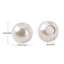 パール調アクリルビーズ  染め  ラウンド  乳白色  12x11.5mm  穴：2.7mm  約480~530個/ポンド&nbsp;PL612-1