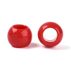 不透明なアクリルビーズ  ラウンド  レッド  12x9.8mm  穴：6.5mm  約850個/500g&nbsp;SACR-N018-05F