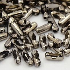 真鍮製ボールチェーンコネクター  ガンメタ色  9.5~10x3.5mm  2.4mmボールチェーンに適合&nbsp;X-EC309-3B