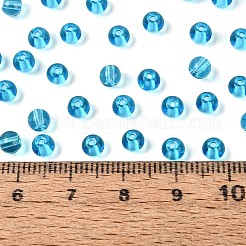 FGB透明ガラスシードビーズ  ラウンド  丸い穴  ディープスカイブルー  4~4.5mm  穴：1~1.2mm  約4500個/ポンド&nbsp;SEED-N013-01A-05