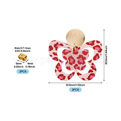 Brass Printing Acrylic Butterfly Dangle Stud Earrings&nbsp;EJEW-TA00674