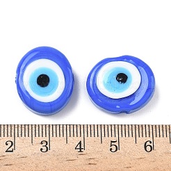 手作りのナザールボンジュウのランプワークビーズ  オーバル  ミックスカラー  16~17x20~21x8~11mm  穴：3~3.5mm&nbsp;LAMP-G168-02
