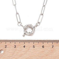 女性用304ステンレススチールペーパークリップチェーンネックレス  真鍮スプリング留め金付き  ステンレス鋼色  17.01インチ（43.2cm）&nbsp;NJEW-JN06034-02