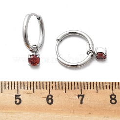 304 Stainless Steel Micro Pave Cubic Zirconia Hoop Earrings&nbsp;STAS-R004-02P-01