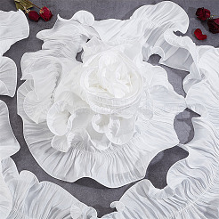 ポリエステルオーガンジーのウェーブレース  プリーツレーストリム  フリル生地  コスチュームドレスアクセサリー  ホワイト  170mm  約3ヤード/連&nbsp;WH-WG75920-01