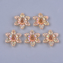 透明なアクリルビーズキャップ  ABカラー  6花びら  花  ミックスカラー  5x28x25mm  穴：1.8mm  約630個/500g&nbsp;TACR-T007-06