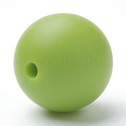 食品グレードの環境に優しいシリコーンビーズ  ラウンド  黄緑  12mm  穴：2mm&nbsp;SIL-R008B-08