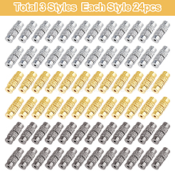 72個 3色コラム真鍮ネジ留め具  ミックスカラー  11~12x4mm  穴：1mm  24個/カラー&nbsp;KK-HS0015-63