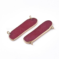ナチュラルホワイトジェイドペンダント  鉄パーツ  染め  オーバル  ゴールドカラー  13~14x40.5x3~4mm  穴：1.8mm&nbsp;G-S344-47C