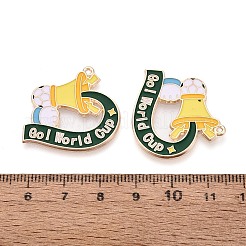 合金エナメルチャーム  フットボールとラッパのチャーム  ゴールドカラー  きいろ  27x28x1mm  穴：1.2mm&nbsp;ENAM-T025-01G-07