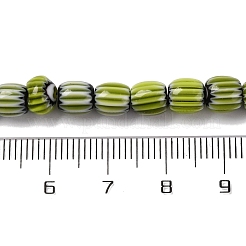 手作りのランプワークシェブロンビーズ連売り  バレル  黄緑  6x6mm  穴：1mm  約63個/連  15.16''（38.5センチメートル）&nbsp;LAMP-K041-01A-25
