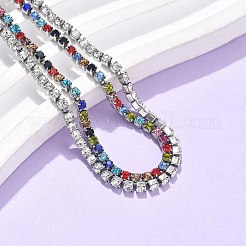 304ステンレススチールマルチ連ブレスレット  女性用ラインストーンカップチェーンブレスレット  ステンレス鋼色  6-5/8x1/8インチ（16.7x0.45cm）&nbsp;BJEW-C103-03P