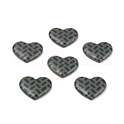 印刷されたアクリルカボション  長方形の模様を持つハート  コーヒー  22x26x5mm&nbsp;KY-N015-201-B01