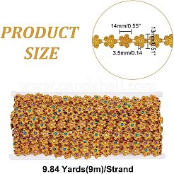 プラスチックビーズトリムガーランド連  ガーメントアクセサリーの装飾用  花  ゴールデンロッド  1/2インチ（13.5mm）  約9.84ヤード（9m）/連&nbsp;FIND-WH0056-89