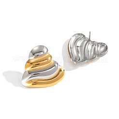 Stainless Steel Two Tone Textured Triangle Stud Earrings&nbsp;BH4323