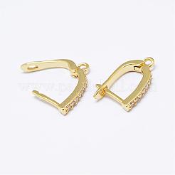 Brass Micro Pave AAA Cubic Zirconia Ear Harp Hoop Earring Findings&nbsp;KK-F699-04G-NR