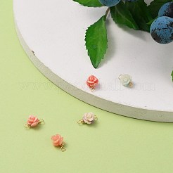 合成コーラルリンクコネクター  金色の銅線ループ付き  3dバラの花  ミックスカラー  15x7x6.5mm  穴：2.5mm&nbsp;PALLOY-JF00564