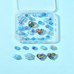 手作りの凹凸ガラスビーズ38個  混合図形  ミックスカラー  7.5~5x7.5~16x8~12.5mm  穴：1~1.8mm&nbsp;LAMP-FS0001-40