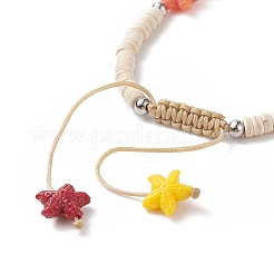 Dyed Synthetic Turquoise(Dyed) Heishi Beaded Bracelets with Dyed Synthetic Coral Starfish&nbsp;BJEW-JB09194-02