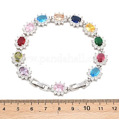 Platinum Tone Brass Micro Pave Cubic Zirconia Tennis Bracelets&nbsp;BJEW-B160-15P