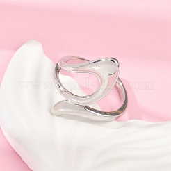 女性用中空三角形真鍮オープンカフリング  カドミウムフリー＆鉛フリー  プラチナ  23mm  内径: 調節可能&nbsp;RJEW-G343-13P