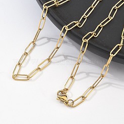 304ステンレススチールペーパークリップチェーンネックレス  カニカン付き  ゴールドカラー  19.68インチ（50cm）&nbsp;X-NJEW-M183-04G