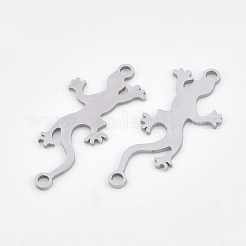 変色しにくい201ステンレススチールリンクコネクター  レーザーカットリンク  ヤモリ  ステンレス鋼色  27.5x12x1mm  穴：1.8mm&nbsp;STAS-T044-64P