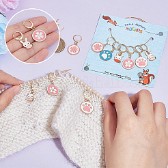 合金エナメル桜/足跡/ウサギペンダントロッキングステッチマーカー  304ステンレススチール留め具ステッチマーカー  ミックスカラー  3~3.7cm  3スタイル  2色/スタイル  2個/カラー  12個/セット&nbsp;HJEW-PH01893