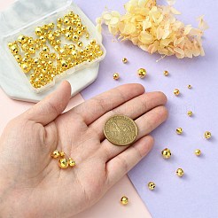 150 個 5 スタイル真鍮ラウンドビーズ  多面カット  18KGP本金メッキ  3~8x3~7.5mm  穴：1~1.8mm&nbsp;KK-CJ0002-10