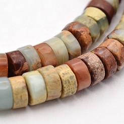 フラットラウンド/ディスク合成アクアテラジャスパービーズ連売り  印象ジャスパー  ヒシビーズ  染め  4x2mm  穴：1mm  約181個/連  15.7インチ&nbsp;G-N0160-02-3x4