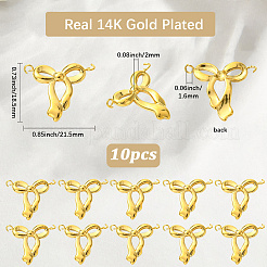 304ステンレススチール製蝶結びコネクターチャーム10個  イオンプレーティング（ip）  14KGP本金メッキ  18.5x21.5x2mm  穴：1.6mm&nbsp;STAS-SC0010-53