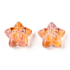 透明ガラスビーズ  ちょう結びに主演  サンゴ  13.5~14x14.5x7~8mm  穴：1.2mm&nbsp;LS-GLAA-K063-01A