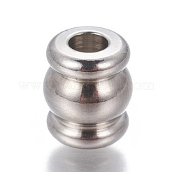 変色しにくい201ステンレススチールのスジ入りビーズ  会談  ステンレス鋼色  9x8mm  穴：3.5mm&nbsp;STAS-P239-27P