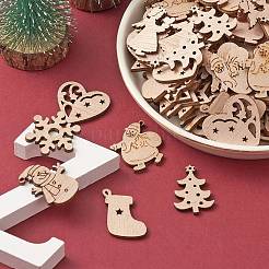 100Pcs Christmas Unfinished Wooden Ornaments&nbsp;WOCR-CJ0001-02