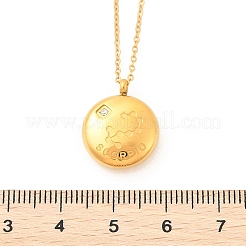 304ステンレススチールクリアキュービックジルコニア星座ペンダントネックレス  ゴールドカラー  蠍座  15.75インチ（40cm）&nbsp;NJEW-R021-02G-08