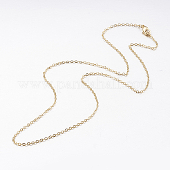真鍮製チェーンネックレス  クロス/ローロチェーン  カニカン付き  18KGP本金メッキ  17.5インチ（44.5cm）&nbsp;X-MAK-L009-04G
