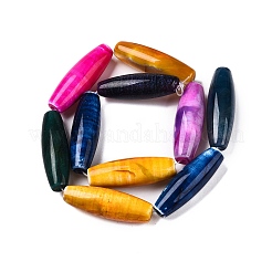 天然瑪瑙染めビーズ連売り  ライス  ミックスカラー  35~37x9~11mm  穴：3mm  約11個/連  15.35~16''（39~40センチメートル）&nbsp;G-T138-230J