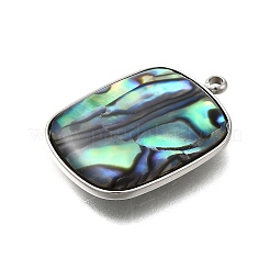 304 Stainless Steel Pave Natural Paua Shell Pendants&nbsp;STAS-Z125-01I-P