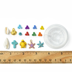 DIY ガラスシード & 合成ターコイズ & 天然タカラガイのブレスレット作成キット  ミックスカラー  4~16x3~12x2.8~11mm  穴：1~2.5mm&nbsp;DIY-FS0007-11A