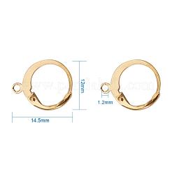 304ステンレススチールフレンチフックピアス金具  カン付き  24KGP本金メッキ  14.5x12mm  穴：1.2mm  ピン：0.8x1mm&nbsp;X-STAS-G081-62G