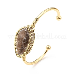 Natural Smoky Quartz Horse Eye Wrapped Cuff Bangle&nbsp;G-D458-02G-08-RS