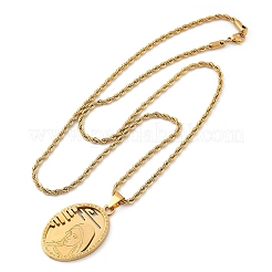 201 Stainless Steel Embossed Virgin Mary Pendant Rope Chain Necklaces&nbsp;NJEW-S387-08G