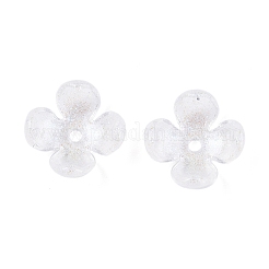 透明なアクリルビーズキャップ  4  - 花びらの花  グリッターパウダー付き  透明  12x12x4.5mm  穴：1.5mm&nbsp;X-OACR-ZX006-20
