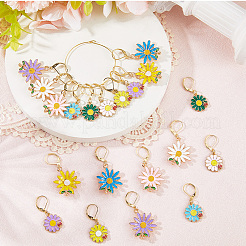 20Pcs 10 Styles Flower Alloy Enamel Pendant Locking Stitch Markers&nbsp;HJEW-SC00173